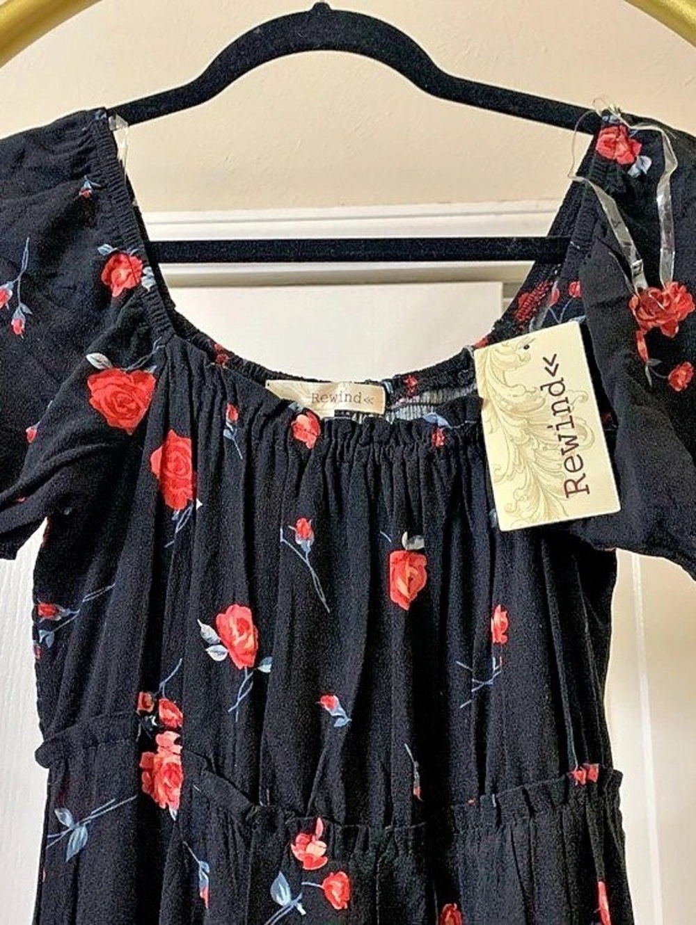 Rewind Floral Maxi-Midi Dress in Black & Red Size Small NWT - Picture 3 of 11